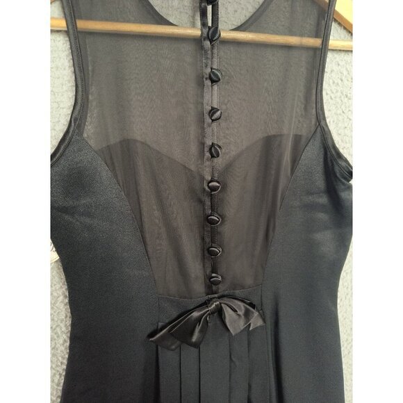 Joseph Ribkoff Dress 4 Black Sheath Peplum Sleeveless Mesh Round Neck FLAW - Picture 5 of 14